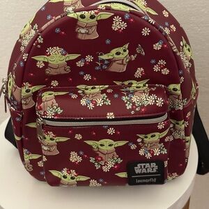 Loungefly Star Wars Backpack - Burgundy with Green and White Accents